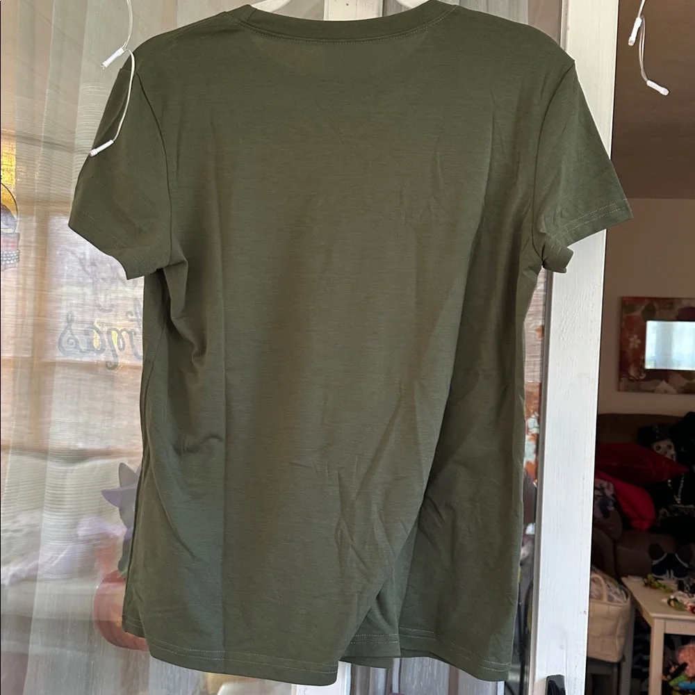 Festive Dog Christmas Graphic T-Shirt - Army Green - Picture 4 of 5